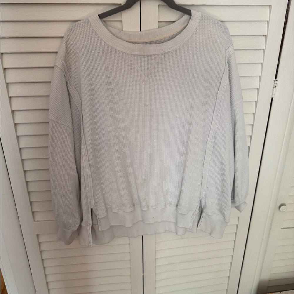 American Eagle Outfitters Cream Waffle Knit Top
